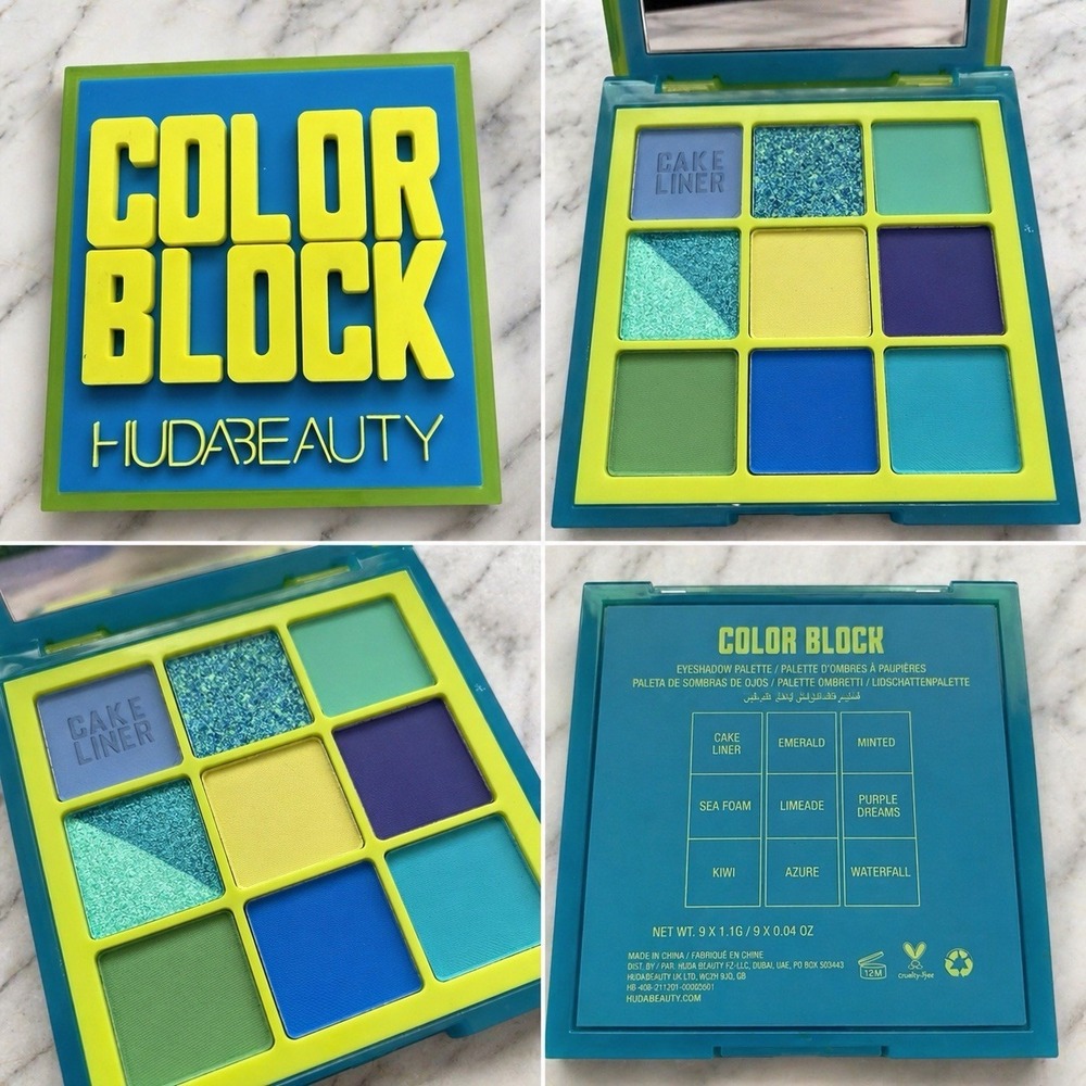 Huda Beauty Color Block Obsessions Eyeshadow Palette Blue Green 9 Pan
